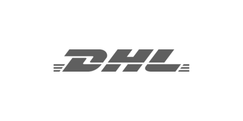 The logo of DHL with a gray overlay.